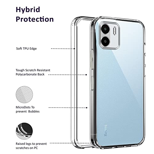 Image of Jkobi Back Cover Case for Xiaomi Redmi A1 2022 (Silicone Crystal Clear | Pure Camera Protection | Soft and Flexible for Charger and Headphone sockets | Shockproof Bumpers | Transparent)
