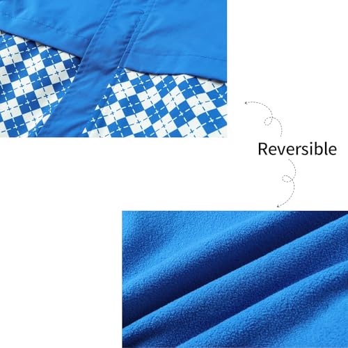 Image of LittleSpring Neutral Boys Girls Reversible Plaid Polar Fleece Jackets with Hooded Waterproof Outerwear