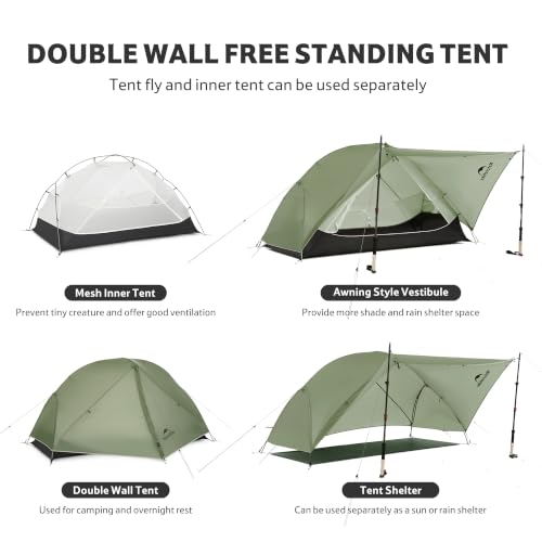 Image of Naturehike Mongar Upgraded 1 /2 /3 Person Backpacking Tent,Waterproof Lightweight Camping Tent with Footprint