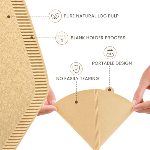 Image of 200 Count #2 Cone Coffee Filters, Unbleached Natural Paper | Disposable Coffee Filters for Most 2-6 Cup Coffee Makers, Fits Drip Coffee Maker & Pour Over Brewers Cone-Style Baskets