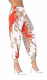 Womens Ali Baba Hareem Baggy Pants Ladies Printed Full Length Baggy Cuffed Trouser Red Paisley Small/Medium