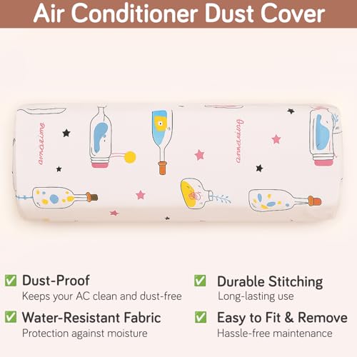 Image of HOKIPO AC Cover for most 2 Ton Split AC | Fits AC Units upto Size 110x33x31 cm | Dustproof, Waterproof & Washable Indoor Unit Cover | Protective & Decorative | Whimsical Bottles (D3-AR5874)