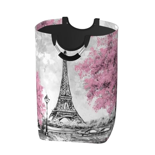 Gbuzozie Retro Paris Eiffel Tower Laundry Hamper Storage Basket Toys Clothes Organizer Bin For Home Bathroom Bedroom Dorm Nursery, 52l
