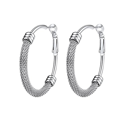 PROSTEEL 30/40/60/80/100mm Chunky Hoop Earrings For Women Gold Plated/Black Stainless Steel Hoops Earrings Statement Jewelry 40MM 2. Silver