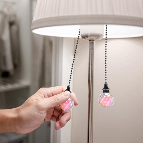 Image of MECCANIXITY 2Pack Ceiling Fan Pull Chain, 12 Inch Decorative Ornaments Crystal Pendant Pull Chain Extension for Ceiling Fans Light Lamp, Purple