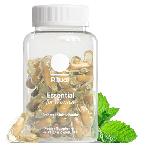 Ritual Prenatal Vitamins for Women Folate & Choline for Neural Tube Support, Omega-3 DHA for Fetal Brain Development, Iron, Calcium-Helper D3 & K2, Non-GMO, Vegan, Mint, 30 Days