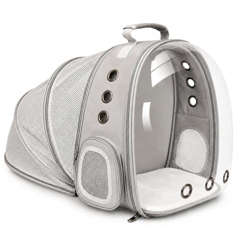 Expandable Cat Carrier Backpack for Cats & Dogs, Bubble Window Pet Travel Backpack with Breathable Mesh, Anti-Collapse Structure, Side Door, Safety Leash, for Vet Visits, Hiking, Outdoor, Grey by TOYSINTHEBOX - Used condition - US$20.80