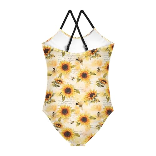 Toddler Girl Swimsuit 1-Piecing Bathing Suits for Girls Toddler Girl Swim Suit Beach Swimwear Vintage Sunflowers2