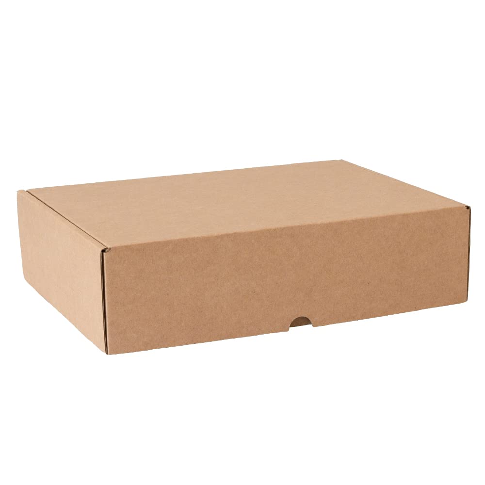 Set mit 20 selbstfaltenden Kartons aus Kraftpapier mit Deckel – Doppelwandig, robust für Versand, E-Commerce und Kurierdienste mit den Abmessungen 30x22x8 cm | Doppelwandig, robust für Versand, E-Commerce und Kurier