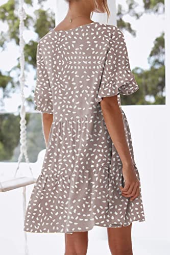 nclook Womens Summer Casual Dresses Sweet Cute Crew Neck Mini Dress with Pockets Ruffle Short Sleeve4