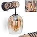 Produktbild Wandleuchte Vevino, Wandlampe aus Holz/Metall/Glas in Natur/Schwarz/Bernstein/Klar, Leuchte im Retro/Vintage-Design mit Schirm aus Glas (Ø 15cm) u. An/-Auschalter am Gehäuse, 1x E27, ohne Leuchtmittel