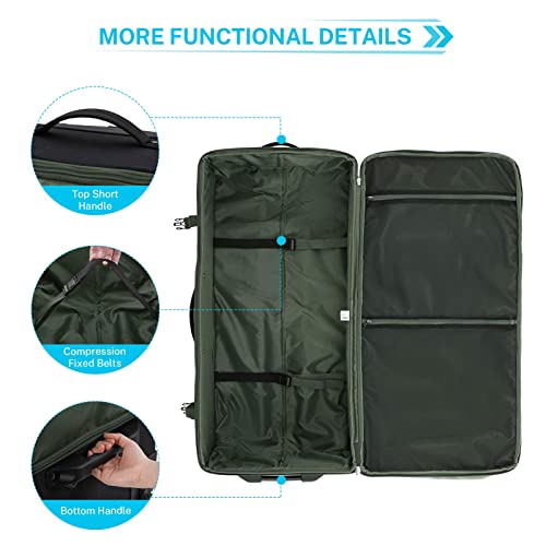 Gonex Rolling Duffle Bag with Wheels, 100L Water Repellent Large Wheeled Travel Duffel Luggage with Rollers 30 inch, Olive Green