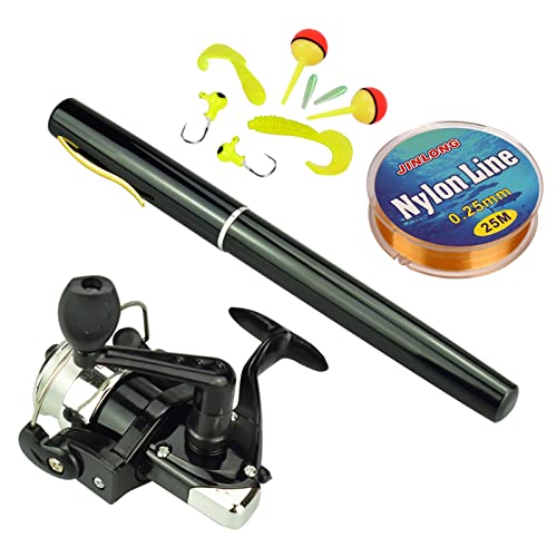 Pen Fishing Rod - 8.3" Mini Telescopic Rod & Reel Combo, 5-Section, Portable For Travel, Saltwater/Freshwater