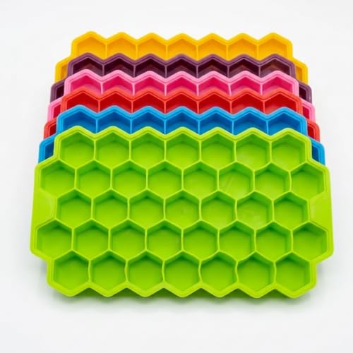 Image of Silicone Honeycomb Ice Cube Tray, Hexagonal Shape, Easy Ice Removal, Reusable Mould Multicolor (Pack of 1)