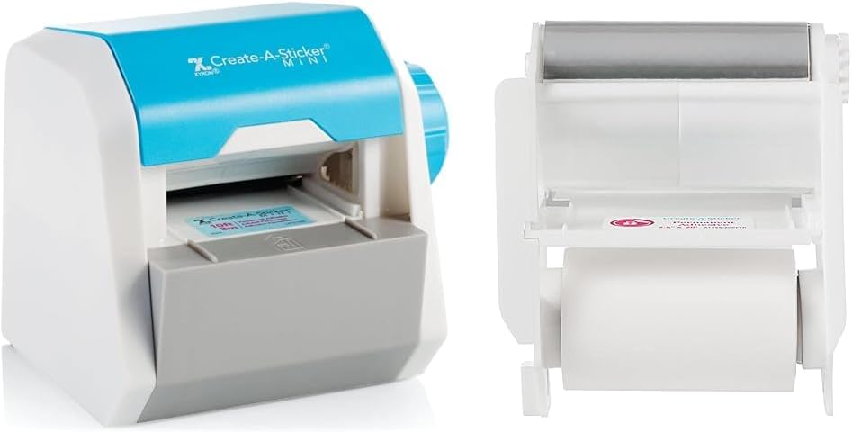 Xyron Create-A-Sticker Mini 2.5" Sticker and Label Maker Machine Bundle Permanent Adhesive Refill Cartridge