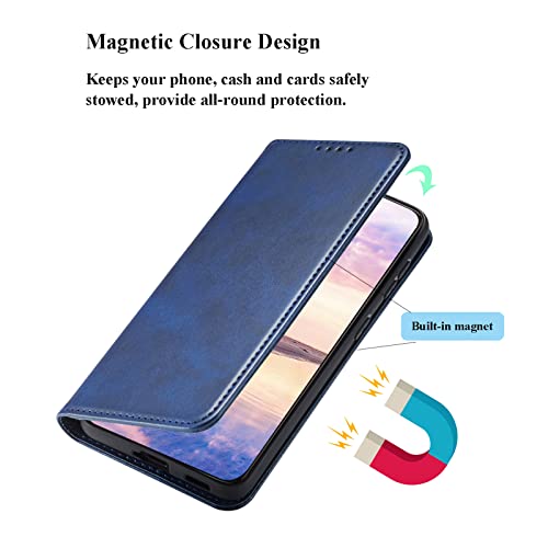 Keihok Leather Case Designed For Samsung Galaxy A34 5G Case, Samsung Galaxy A34 5G Wallet Case With Card Slots And Folding Stand, Pu Leather Magnetic Flip Cover, Full Protection. (Blue) #TOP2