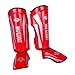 Shin Guards Equipment,Anti Slip Adjustable Shin Instep Pads, Leg for Shinguards Kung Fu MMA Kickboxing Arts, Red, M
