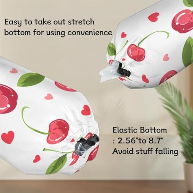 Plastic Bag Holder Set of 2 Cherries Plant Grocery Bags Holders Shopping Trash Bag Dispenser Wall Mount Reusable Kitchen Storage Organizer 20.5 x 8.7 in
