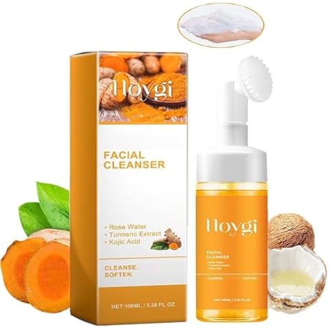 Glow Wash Turmeric Face Wash With Brush, Turmeric Facial Cleanser Deep Cleansing Skin, Moisturizing Glowing Exfoliating Turmeric Foaming Scrub Facial Cover