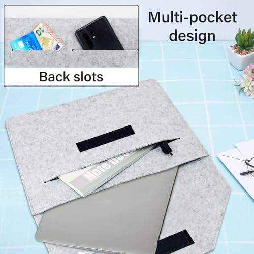 Image of 11-13 Inch Felt Laptop Case, Tablet Case with Multiple Compartments for Storage, Ultra-Thin Business Handheld Laptop Protective Bag Suitable for Tablets and Slim Computers (Light Gray, 11 inch)