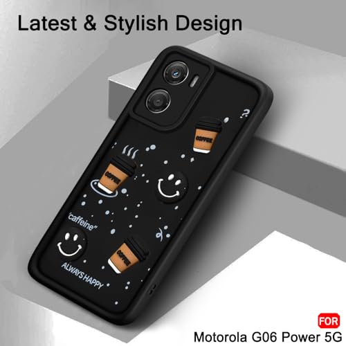 Image of TheGiftKart Back Cover Case for Motorola Moto G06 Power 5G | Cute Fun Cartoon 3D Smiley Coffee Case | Full Camera Protection | Shockproof Back Cover Case for Motorola G06 Power 5G (Silicone, Black)