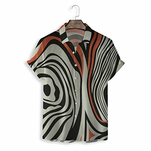 Chemise hawaïenne pour hommes à motif zèbre coloré et manches courtes