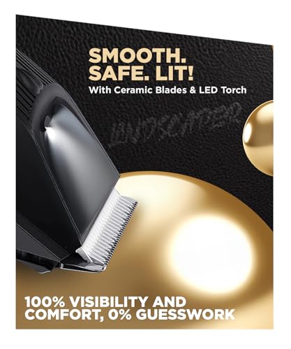 Image of Bombay Shaving Company Balls Trimmer | Pubic Hair Trimmer and Body Groomer for Men | Private Part Trimmer For Men, Waterproof (IPX7), Cordless, LED Display, LED Torch, Safe Ceramic Blades, Dock Charging | LANDSCAPER 2.0 (Black)