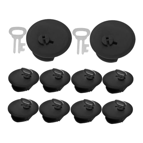 Abaodam 10pcs Lockable Plastic Piggy Bank Stoppers with Key Secure Coin Bank Closure Accessories for DIY Money Saving Box Round Covers to Protect Savings from Theft