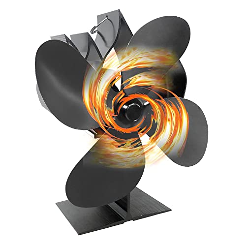 QSPORTPEAK Ventilateur Poele à Bois,4 Lames Alimenté par la Chaleur Ventilateur Cheminee pour Poêle à Bois/Cheminée/Gaz/Bûche/Poêle à Granulés,80℃ Démarrage Opération Silencieuse