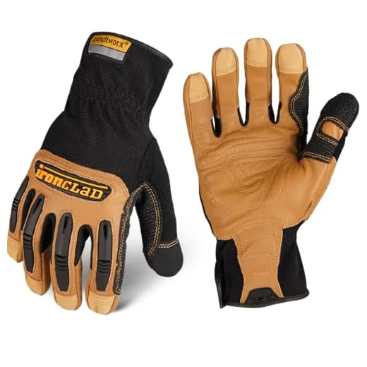 Ironclad unisex adult Work Leather Gloves, Brown/Black, Large Pack of 1 US