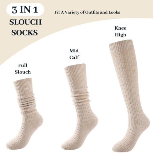 Image of Pleneal Slouchy Socks for Women Long Scrunch Sock Chunky Knit Boot Socks