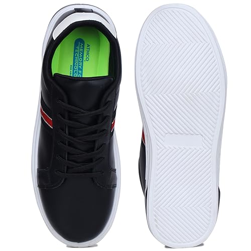 Image of ATHCO mens Milan Sneaker|Memory Foam Comfort|Laceup|Casual Shoes for Men|Soft Trendy Shoes For men|Fashion Sneaker|Genz|Millennials|Alpha|Footwear|Lightweight|EasyCare|Comfortable|Dailyuse|Extrasoft|SlipResistant|Durable|EasyCare|Shoes For Men's & Boy's
