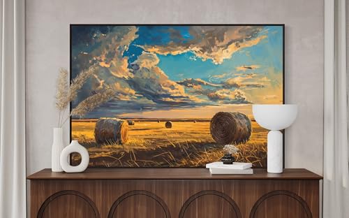 Affiche de bottes de foin 70x110cm format panorama champêtre pour décoration murale
