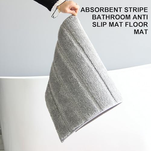 Tapis de bain rayé antidérapant en polyester doux absorbant l'eau