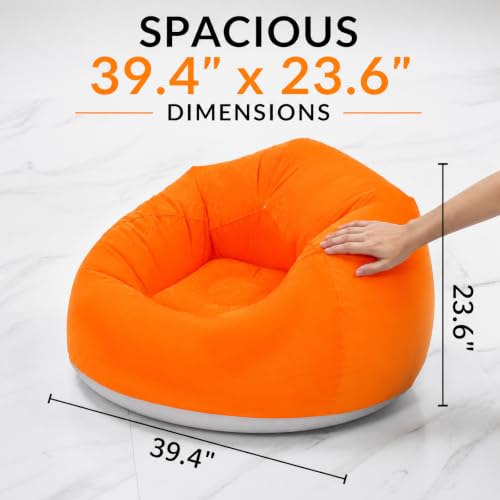 Image of 6 Pcs Inflatable Bean Bag Chairs with Foot Air Pump Outdoor Blow up Couch Folding Portable Inflatable Couch for Camping Movie Night, Lazy Sofa Chair (2 Coffee+2 Green+2 Orange)