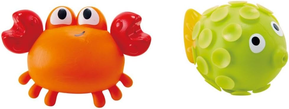 Hape Rock Pool Squirters | Colorful Baby & Toddler Bath Toys, Silicone and Non-Toxic Set, Water Spouting and Suction Crab & Fish