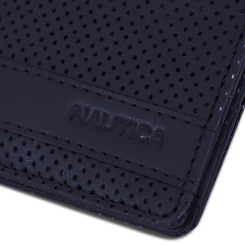 Image of Nautica Men's Bifold Leather Wallet | RFID Blocking | ID Window | Card Slots | Organization | Durable | Stylish