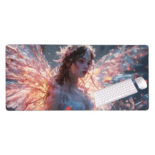 Tapis de Souris Déesse des Anges 900x500x3 MM Grand Tapis Souris XXL, Tapis de Bureau sous Main avec Base en Caoutchouc antidérapante, Tapis Souris pour Clavier et Bureau, Decoration Maison S-11253