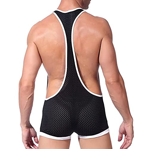 Men's Mesh Jockstrap Bodysuit Sexy Leotard Wrestling Singlet Jumpsuit Bulge Pouch Underwear3