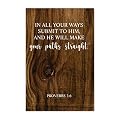 In All Your Ways Submit to Him,And He Will Make Your Paths Straight Decorative Wood Sign 12"x18" Rustic Farmhouse Wooden Sign With Quotes for Bedroom Living Room Wall Art Plaque Home Decor