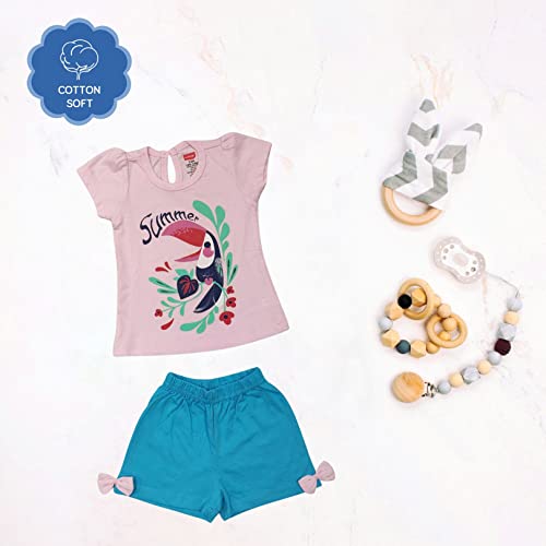 Image of LuvLap Baby Girls Regular Fit 100% Cotton Half Sleeves Girls Top CoSet Pack of 3