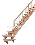 massivholztreppen günstig Einfache Selbstmontage Raumspartreppe Lindos 1/4 gewendelt rechts, Breite: 100cm