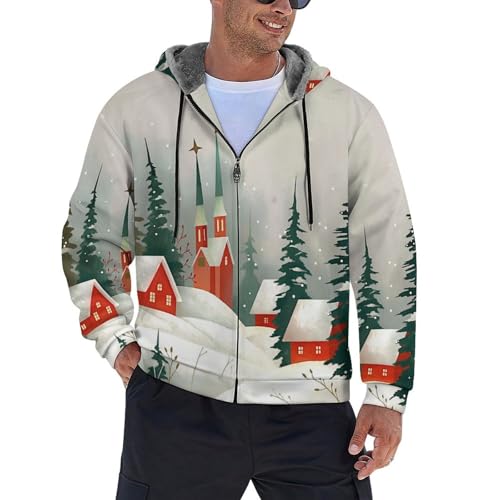 Veste à capuche homme rouge motif sapin pour les sorties hiver