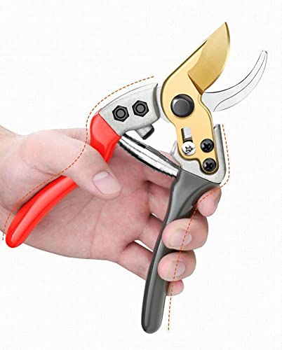 8 inch Garden Secateurs, Professional Garden Pruning Shears with Aluminium Handles SK5 Steel Blade with Safety Lock