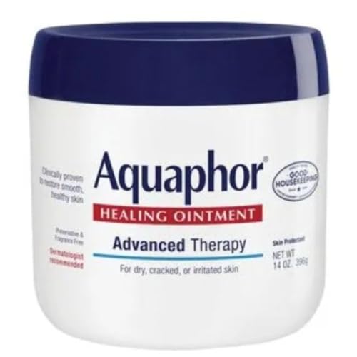 Aquaphor Healing Ointment - Moisturizing Skin Protectant for Dry Cracked Hands, Heels and Elbows - 14 oz. Jar