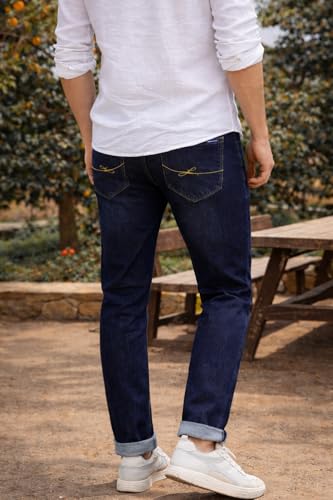 Image of Louis Philippe Men's Slim Fit Stretch Fabric for Comfort Premium Wash Aesthetic Authentic Twill and Durable Jeans