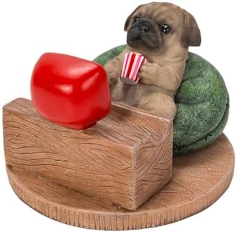 Uvia H22130 Pug Watching TV Smartphone Stand 4.1 x 3.9 x 2.6 inches (10.5 x 10 x 6.5 cm) Doll Figurine Figurine Animal Garden Decoration Dog Dog image 2