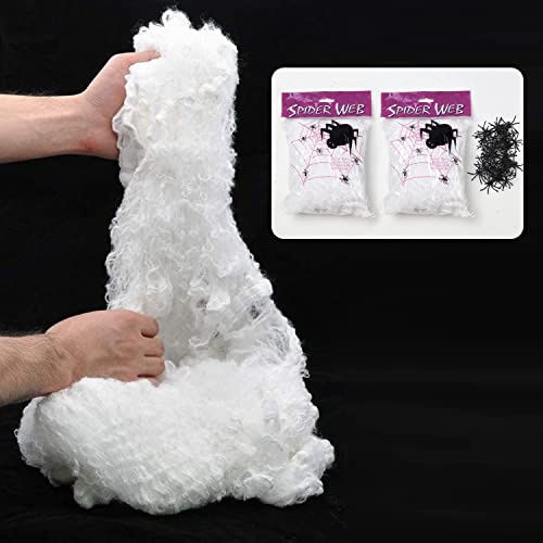 2 Pack Halloween Spider Webs, 1000Sqft Super Stretchy Spider Webbing With 40 Fake Spiders For Decorations Indoor/Outdoor Party Props #TOP1