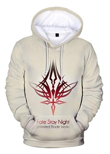 WANHONGYUE Anime Fate Zero Fate/Stay Night Grand Order Hoodie Sudadera con Capucha Cosplay Disfraz 3D Impreso Pullover Suéter Pulli Hooded Sweatshirt 756/12 L Cover