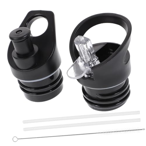 Didiseaon 2pcs Chillys Sports Bottle Lid Replacement with Leakproof Straw Lid and Portable Design, Black Screw-on Caps for Travel and Outdoor Activities, Dishwasher Safe Sports Water Bottle